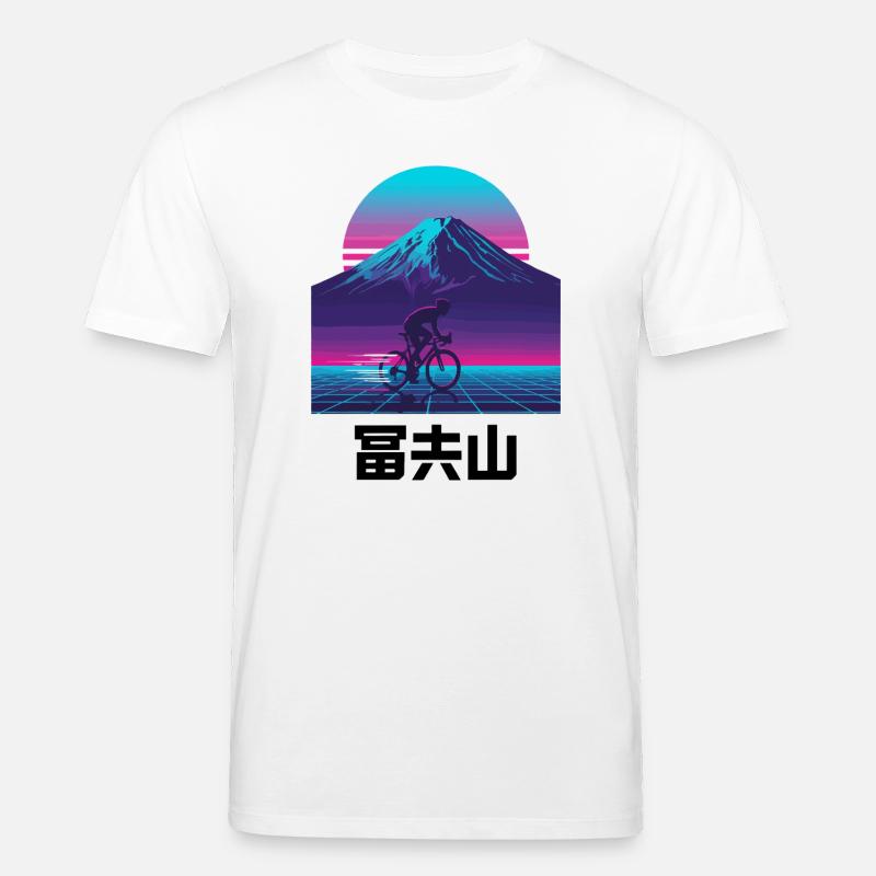 Retro-Neon-Radfahrer am Sunset Mountain - Stanley/Stella Unisex Bio-T-Shirt CREATOR  - Weiß