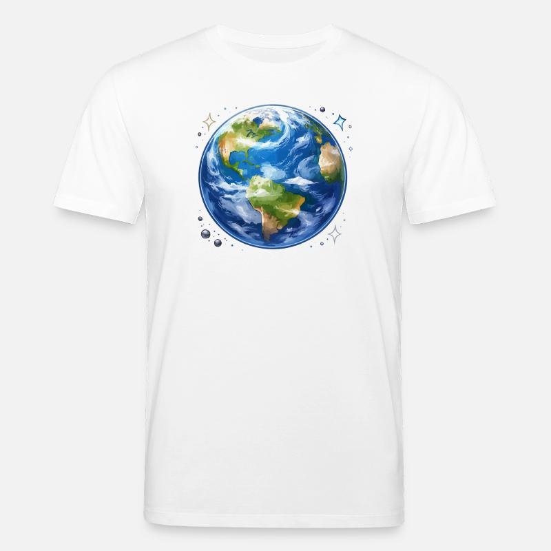 Erde im kosmischen Aquarellstil - Stanley/Stella Unisex Bio-T-Shirt CREATOR  - Weiß