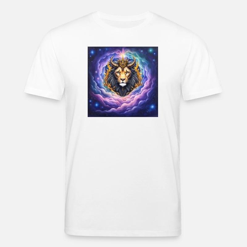 Himmlischer Löwe mit goldener Krone - Stanley/Stella Unisex Bio-T-Shirt CREATOR - Weiß