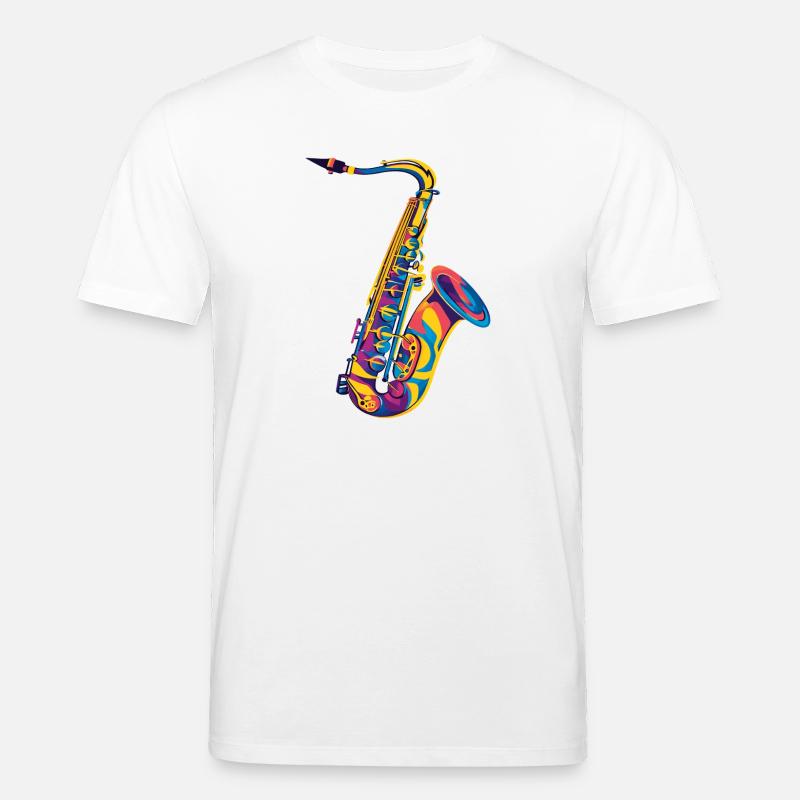 Neon-Saxophon Pop Art - Stanley/Stella Unisex Bio-T-Shirt CREATOR  - Weiß