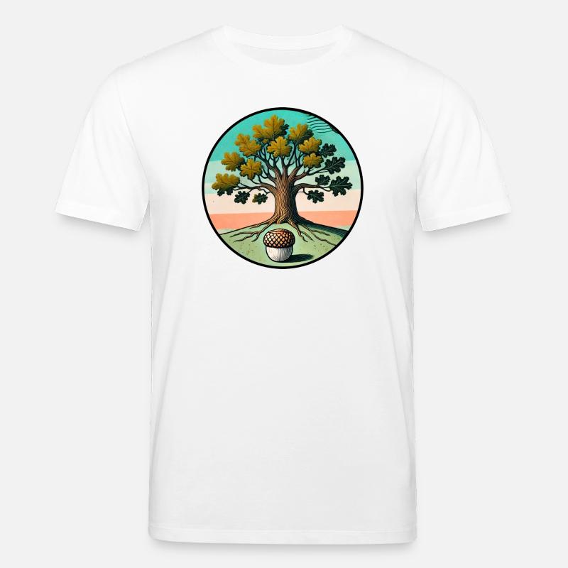 Retro-Baum des Lebens mit Eichel - Stanley/Stella Unisex Bio-T-Shirt CREATOR  - Weiß
