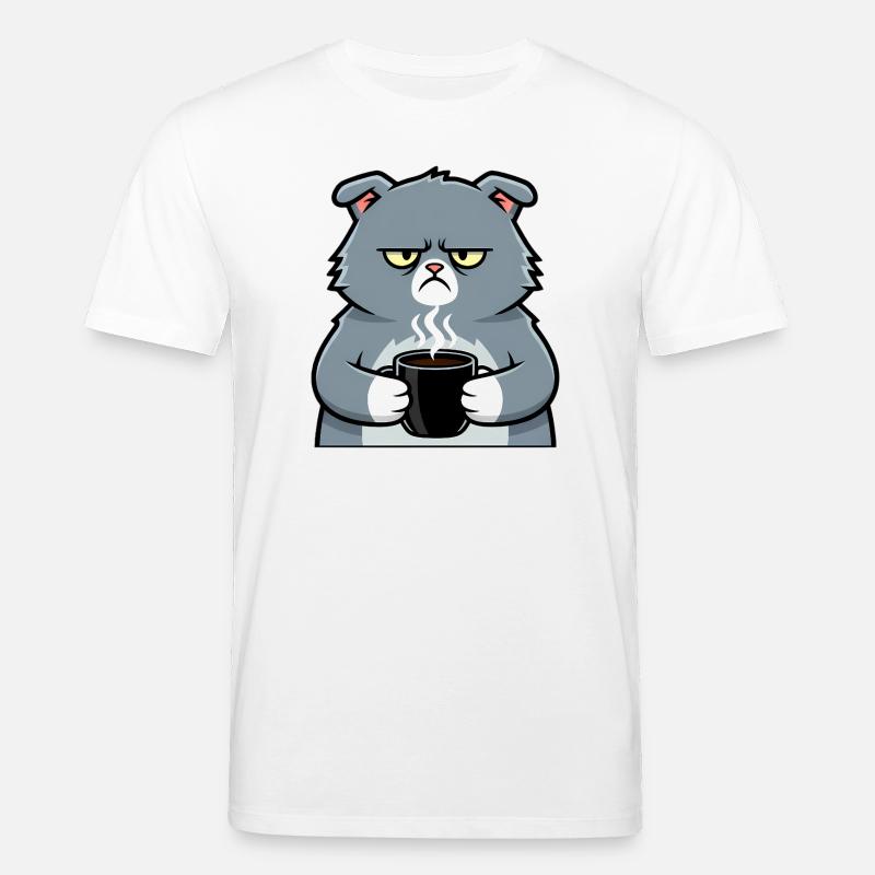 Katze Kaffee Tasse Comic - Stanley/Stella Unisex Bio-T-Shirt CREATOR  - Weiß