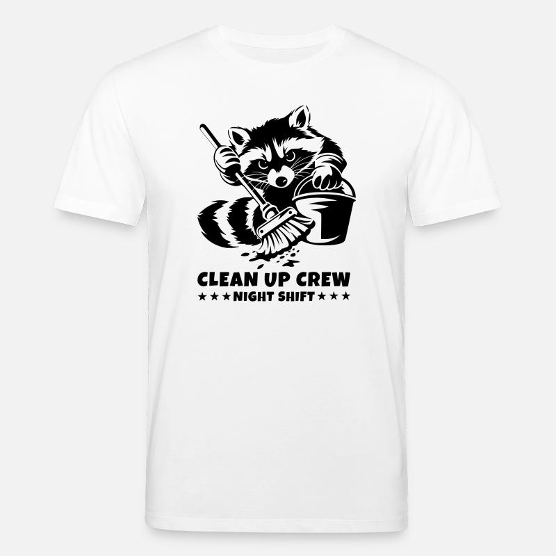Clean Up Crew – Night Shift Waschbär - Stanley/Stella Unisex Bio-T-Shirt CREATOR  - Weiß
