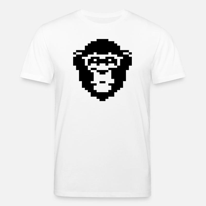 Conception du visage de singe pixelisé - T-shirt bio CREATOR Stanley/Stella Unisexe - blanc