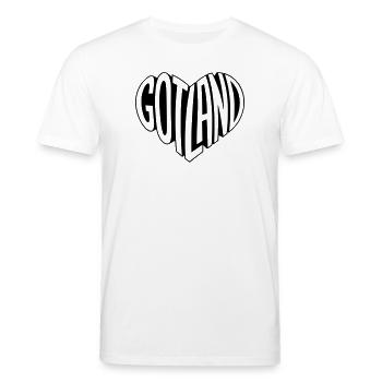 Gotland, Schweden Schriftzug Herz - Stanley/Stella Unisex Bio-T-Shirt CREATOR  - Weiß - Vorne - Alina (178cm) & Michal (187cm)