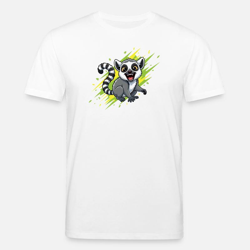 Fröhlicher Lemur mit Strahlenhintergrund - Stanley/Stella Unisex Bio-T-Shirt CREATOR  - Weiß