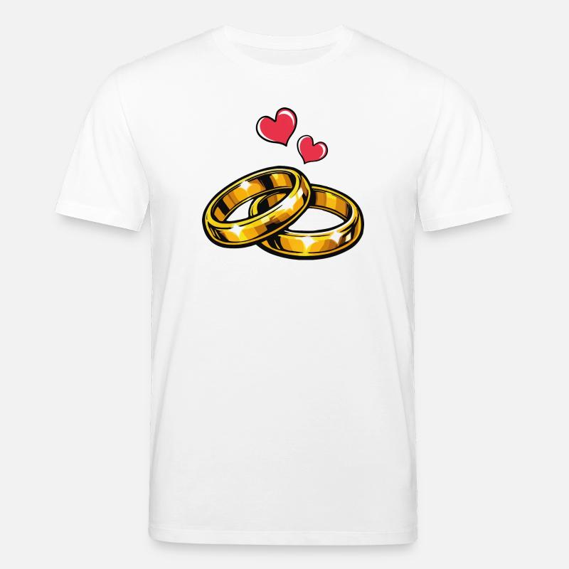 Goldene Eheringe mit Herzen - Stanley/Stella Unisex Bio-T-Shirt CREATOR  - Weiß