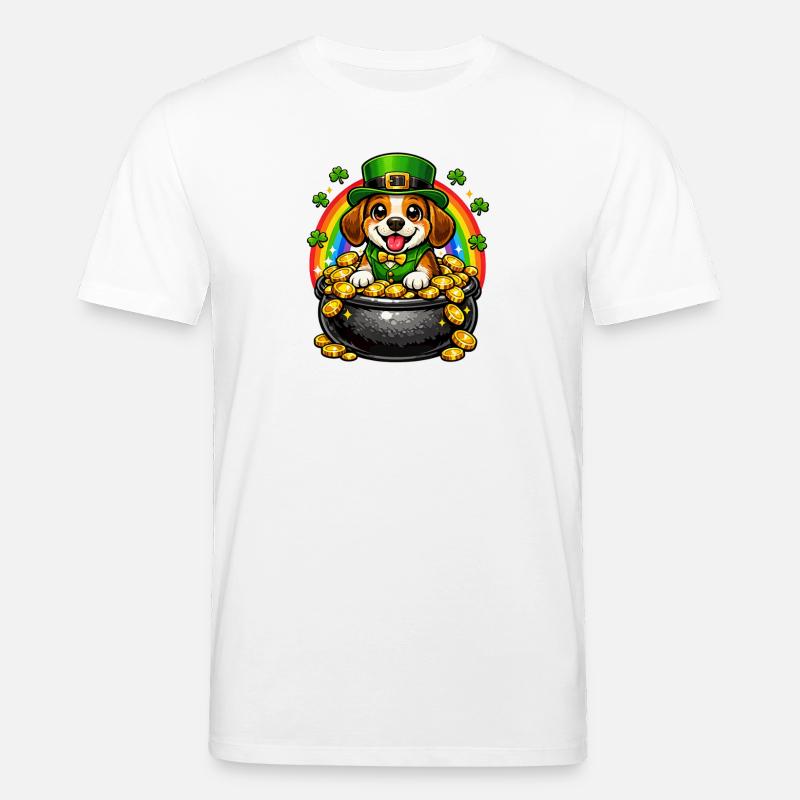 Beagle Leprechaun Jour de la Saint-Patrick - T-shirt bio CREATOR Stanley/Stella Unisexe - blanc