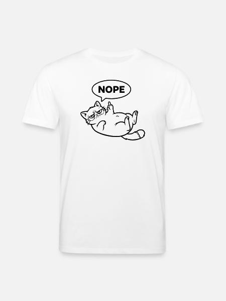 Katze Mittelfinger Nope Outline - Stanley/Stella Unisex Bio-T-Shirt CREATOR  - Weiß