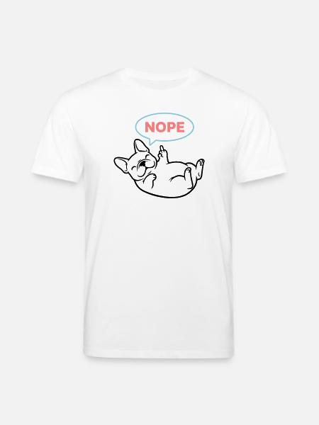 Frenchie Hund Nope Comic Bunt - Stanley/Stella Unisex Bio-T-Shirt CREATOR  - Weiß