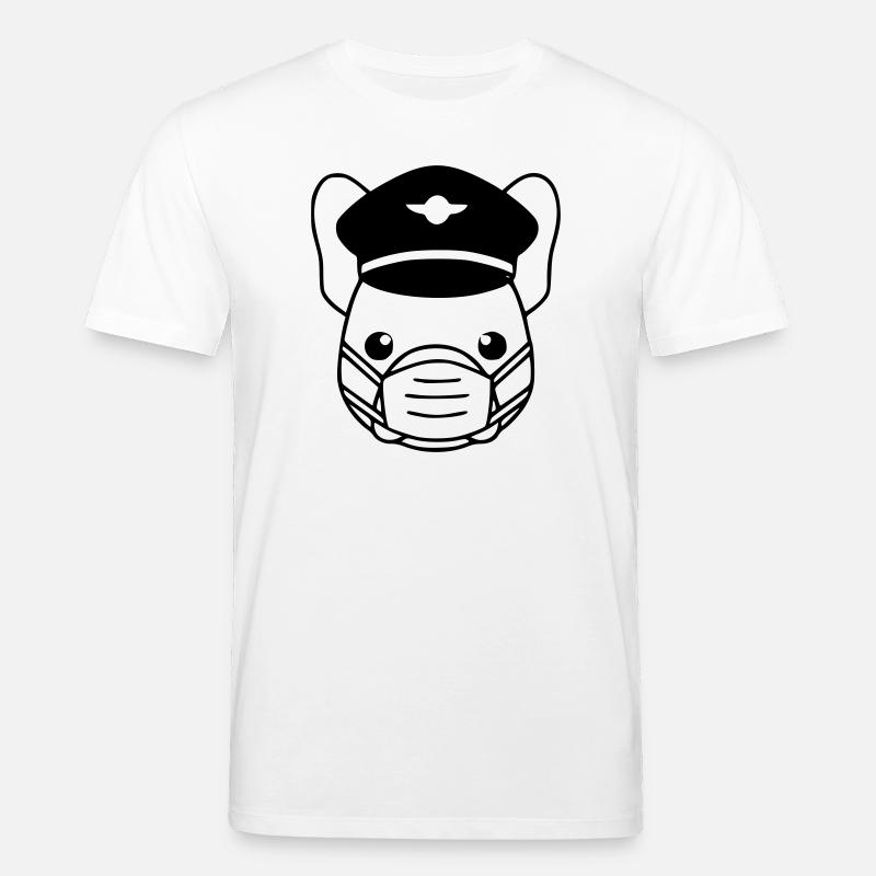 Frenchie Pilot Maske Schwarz - Stanley/Stella Unisex Bio-T-Shirt CREATOR  - Weiß