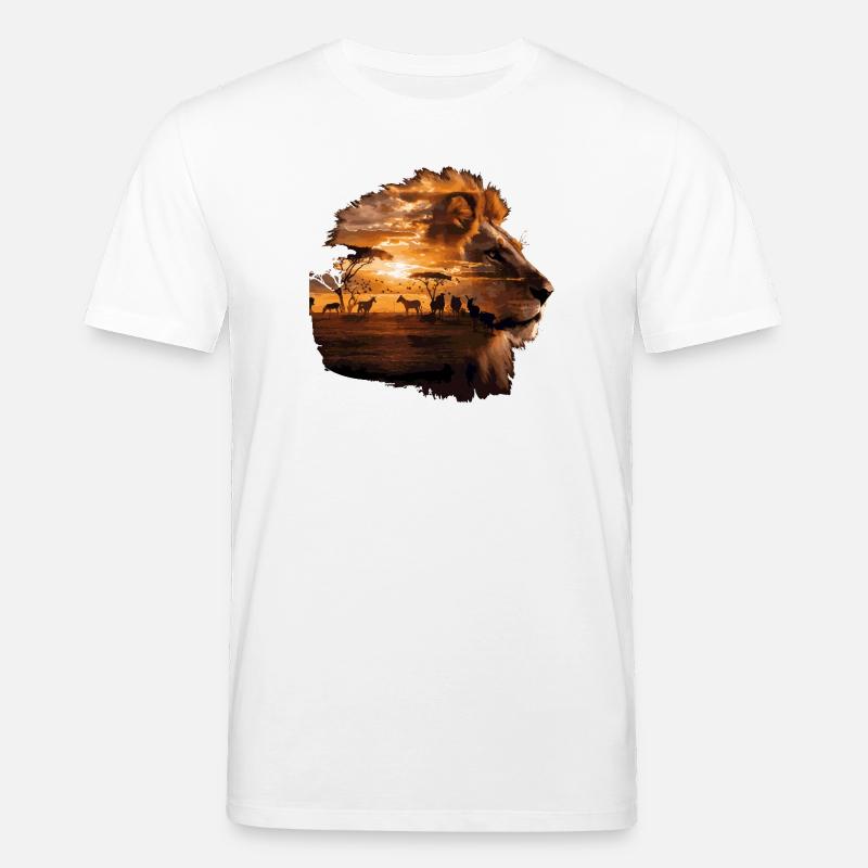 Löwe Savanne Sunset Double Exposure Design - Stanley/Stella Unisex Bio-T-Shirt CREATOR  - Weiß