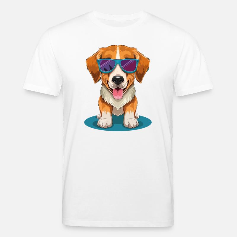 Beagle avec des lunettes de soleil - T-shirt bio CREATOR Stanley/Stella Unisexe - blanc