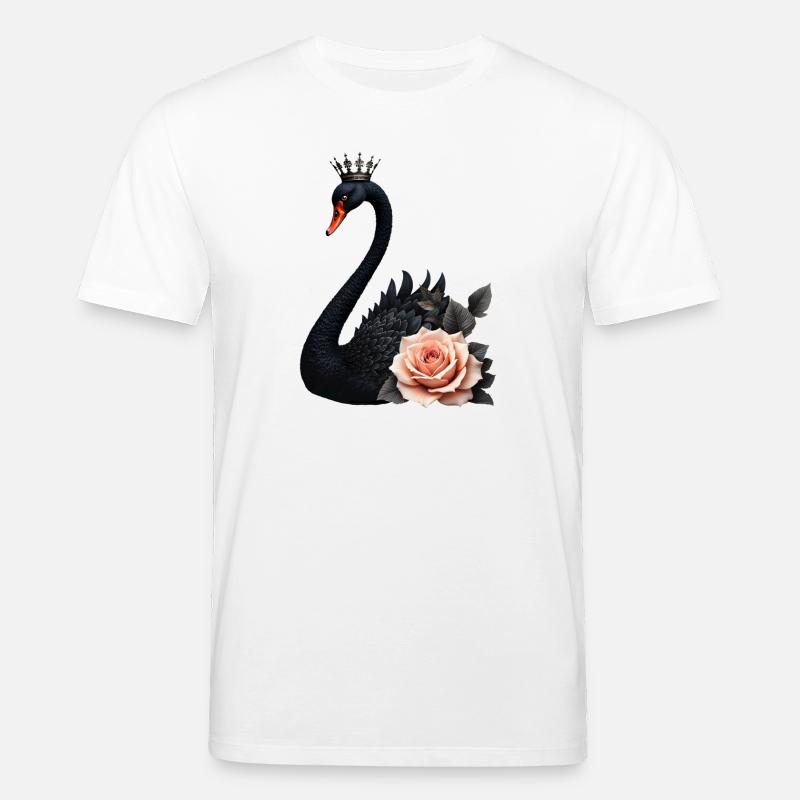 Schwarzer Schwan, gekrönt mit Rose - Stanley/Stella Unisex Bio-T-Shirt CREATOR  - Weiß