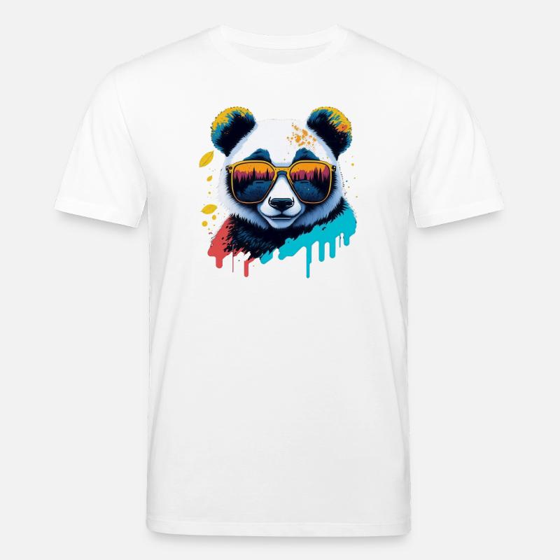 Panda Sonnenbrille Farbexplosion - Stanley/Stella Unisex Bio-T-Shirt CREATOR  - Weiß