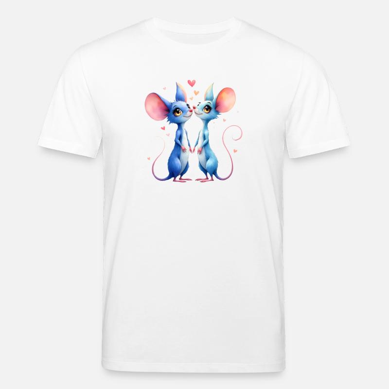 Blaue Mäuse verliebt - Stanley/Stella Unisex Bio-T-Shirt CREATOR  - Weiß