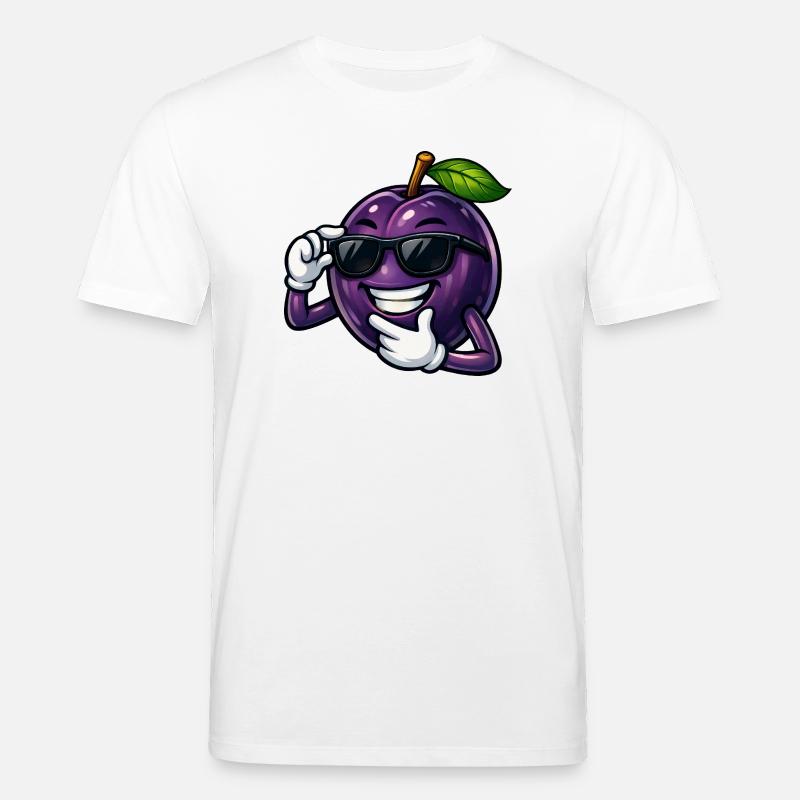 Coole Pflaume Cartoon Comic Obst Sommer - Stanley/Stella Unisex Bio-T-Shirt CREATOR  - Weiß