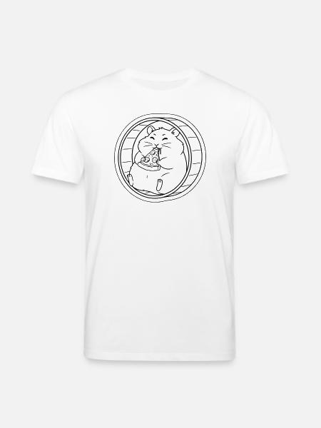 Hamster Laufrad Pizza Outline - Stanley/Stella Unisex Bio-T-Shirt CREATOR - Weiß
