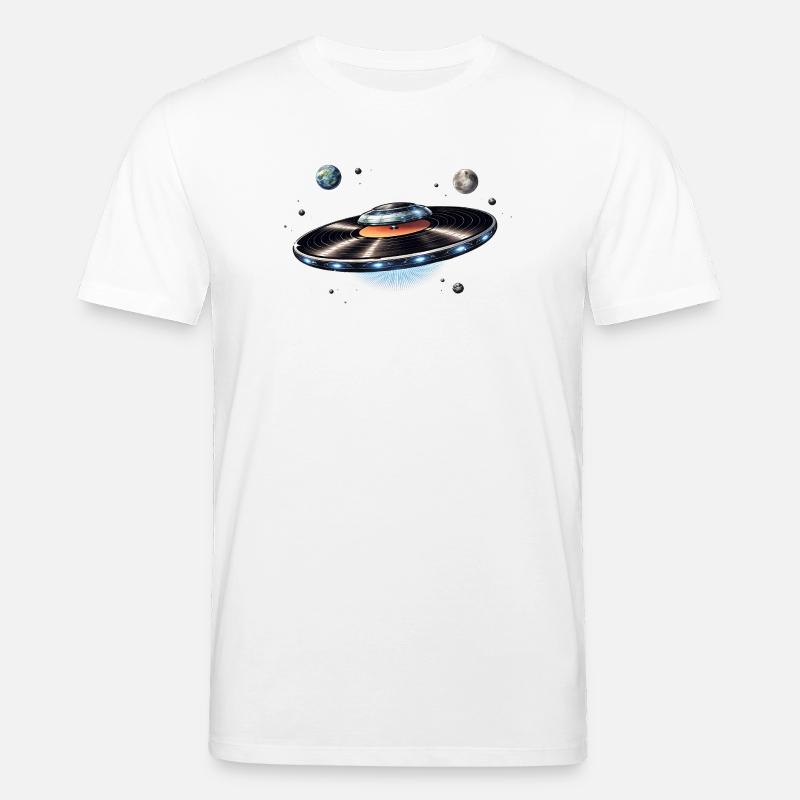 OVNI tiré d’un disque vinyle dans l’espace - T-shirt bio CREATOR Stanley/Stella Unisexe - blanc
