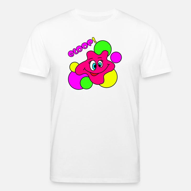 BLOOP! Lustiger Neon Pop-Art Klecks-Charakter - Stanley/Stella Unisex Bio-T-Shirt CREATOR  - Weiß