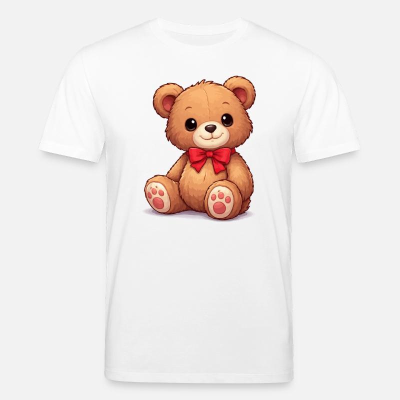 Kuschelbär mit roter Schleife - Stanley/Stella Unisex Bio-T-Shirt CREATOR  - Weiß