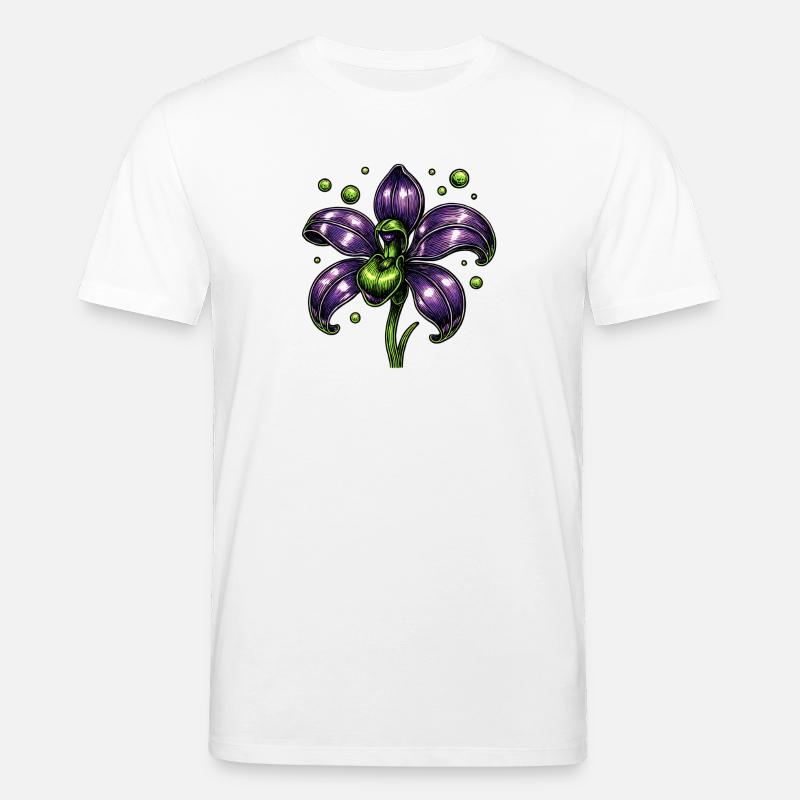 Lila Orchidee Blume Botanik - Stanley/Stella Unisex Bio-T-Shirt CREATOR  - Weiß