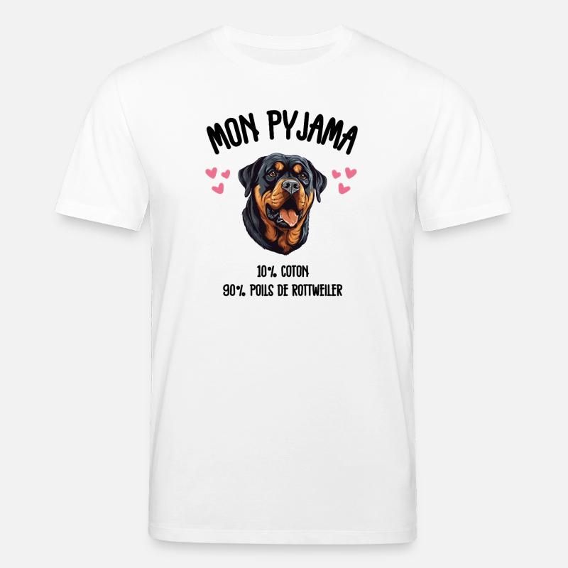 Pyjama Chien Rottweiler Drôle  - T-shirt bio CREATOR Stanley/Stella Unisexe - blanc