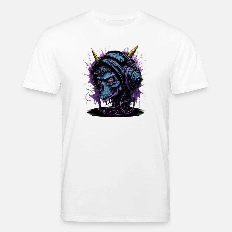 Neon Skull mit Kopfhörern DJ - Stanley/Stella Unisex Bio-T-Shirt CREATOR - Weiß
