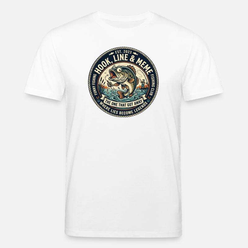 Line & Hook Legends Patch, lustiges Angeln - Stanley/Stella Unisex Bio-T-Shirt CREATOR  - Weiß