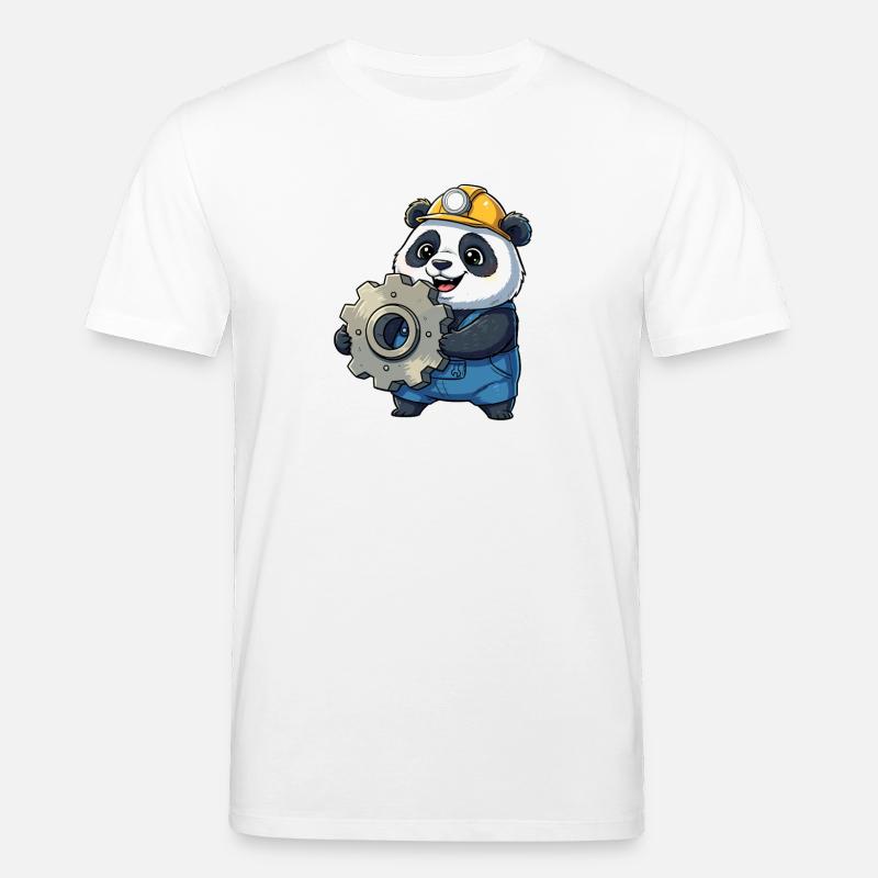 Panda Construction Worker with Gear - Stanley/Stella CREATOR Unisex Organic T-Shirt - white