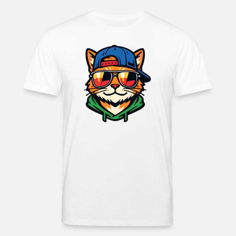 Chat avec des lunettes de soleil - T-shirt bio CREATOR Stanley/Stella Unisexe - blanc