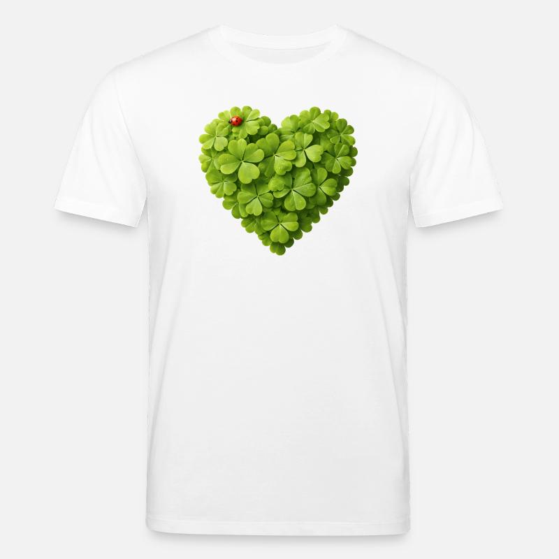 Cœur de trèfles avec Ladybug - T-shirt bio CREATOR Stanley/Stella Unisexe - blanc