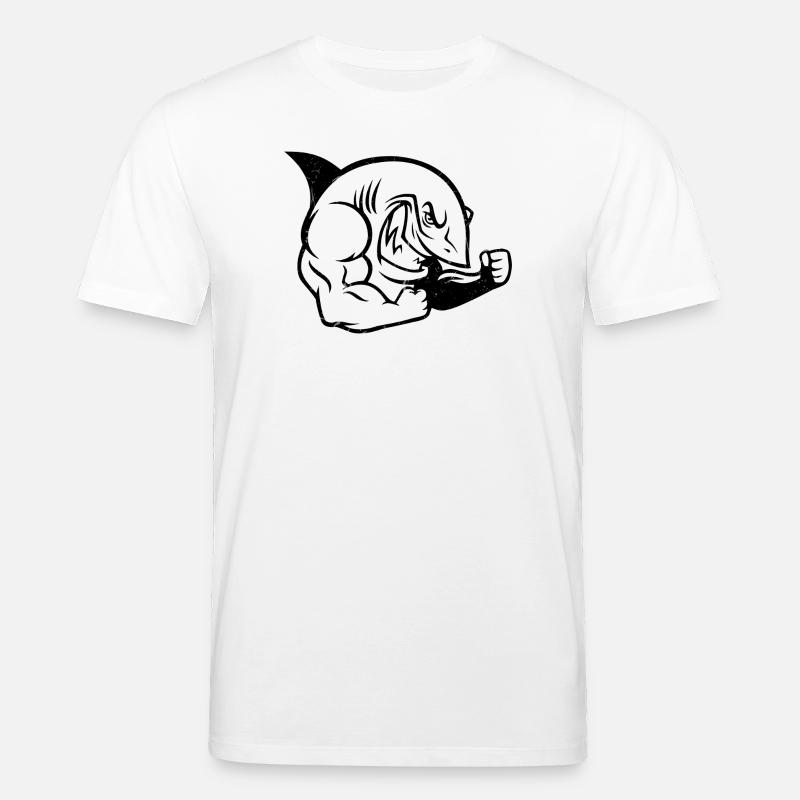 Silhouette d’entraînement musclé de bodybuilder requin - T-shirt bio CREATOR Stanley/Stella Unisexe - blanc