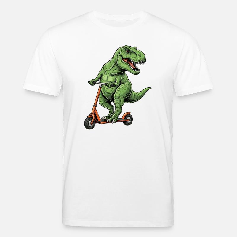 Dinosaurier-Roller T-Rex auf Scooter-Geschenken - Stanley/Stella Unisex Bio-T-Shirt CREATOR  - Weiß