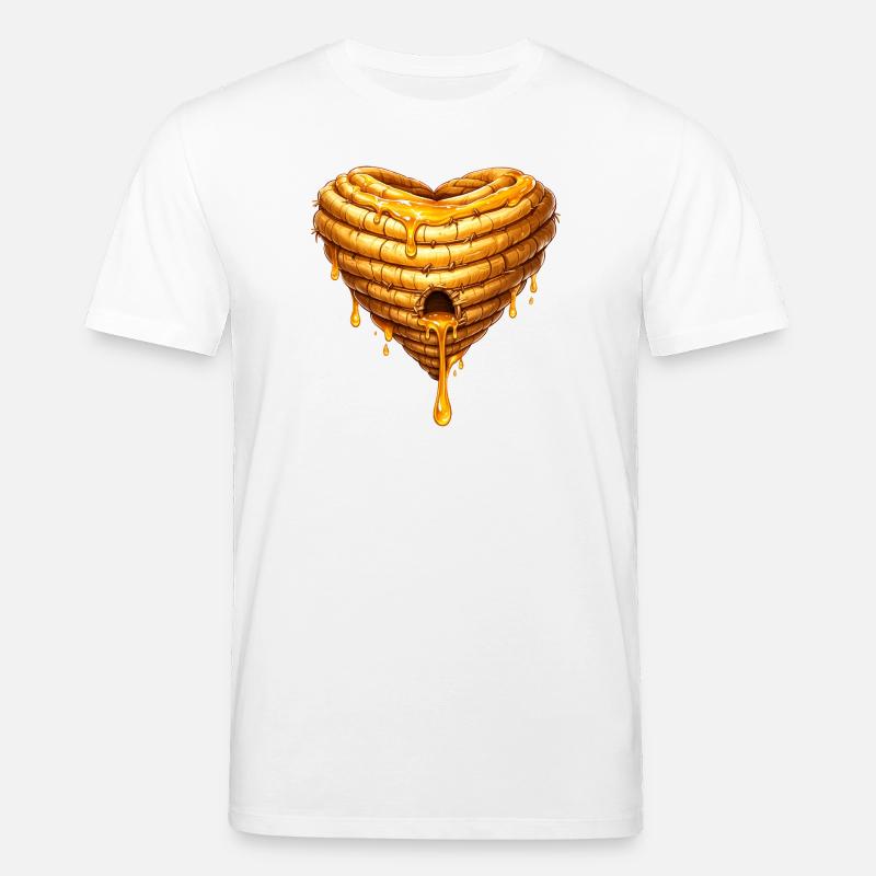 Hjertebikube med honningillustration - Stanley/Stella CREATOR økologisk unisex-T-shirt - hvid