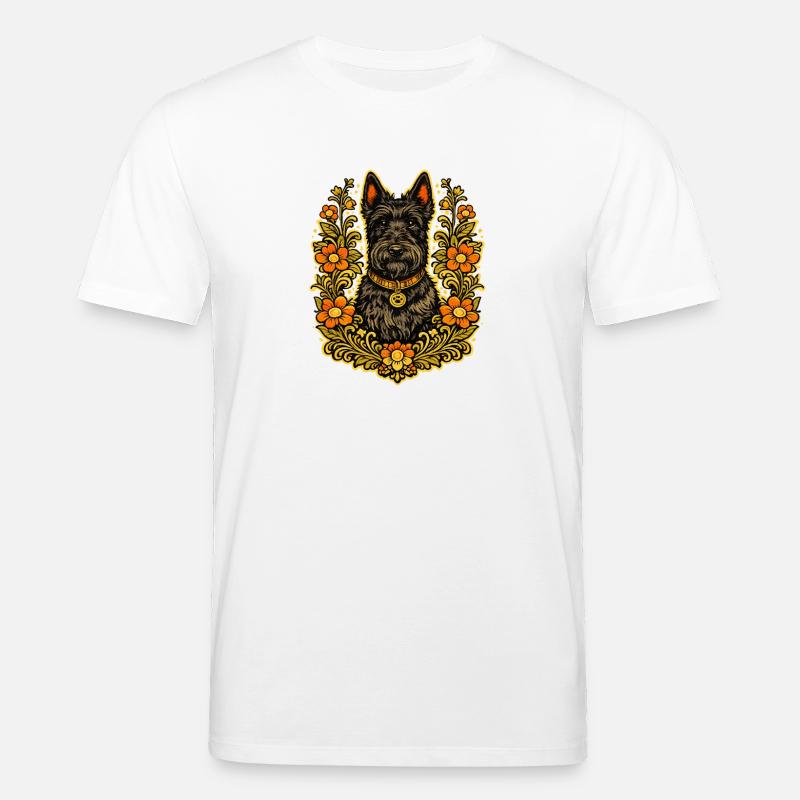 Floral Frame Scottish Terrier - Stanley/Stella Unisex Bio-T-Shirt CREATOR  - Weiß