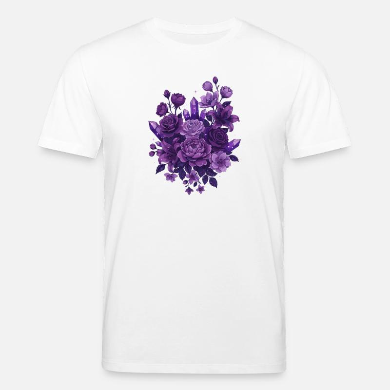 Violette Kristallblumenstrauß - Stanley/Stella Unisex Bio-T-Shirt CREATOR  - Weiß