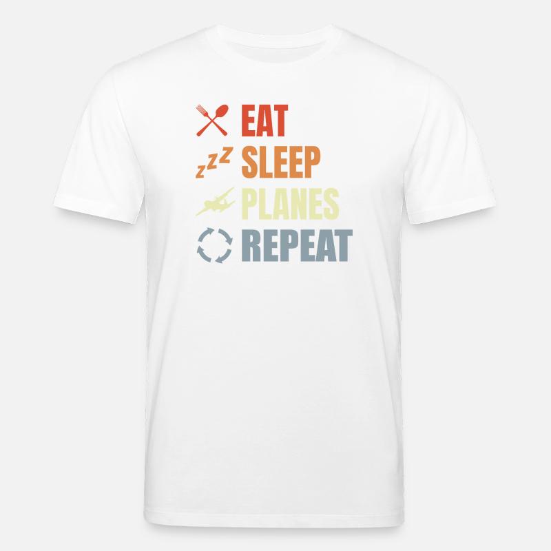 Eat Sleep Planes Repeat - Stanley/Stella Unisex Bio-T-Shirt CREATOR  - Weiß