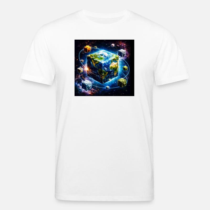 Cube terrestre dans l’espace - T-shirt bio CREATOR Stanley/Stella Unisexe - blanc