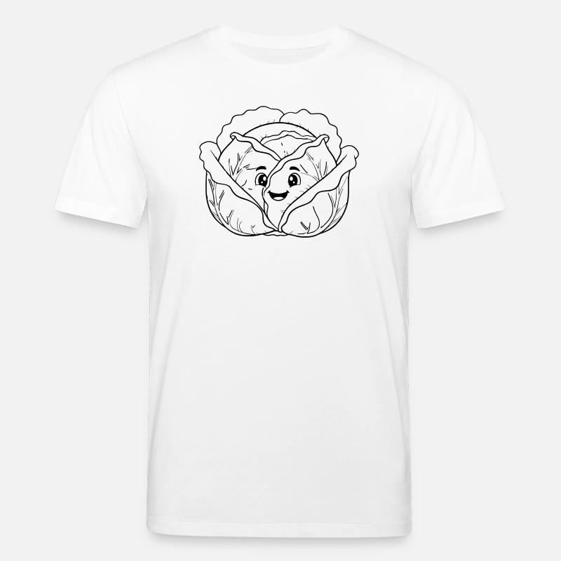 Kohlkopf Gemüse Kawaii Outline - Stanley/Stella Unisex Bio-T-Shirt CREATOR  - Weiß