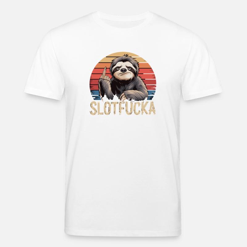  Faultier Mittelfinger Retro Humor Sarkasmus - Stanley/Stella Unisex Bio-T-Shirt CREATOR  - Weiß