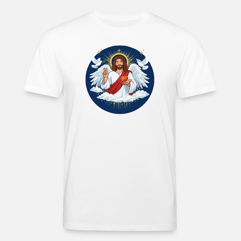 Amour céleste : Jésus avec le cœur - T-shirt bio CREATOR Stanley/Stella Unisexe - blanc
