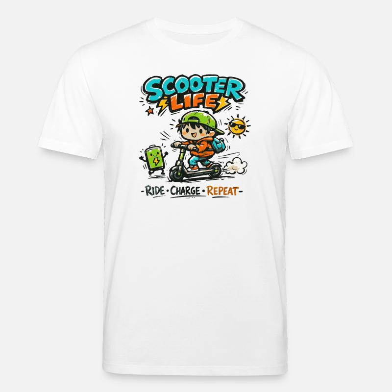 Scooter Life: Ride Charge Repeat - Stanley/Stella Unisex Bio-T-Shirt CREATOR - Weiß