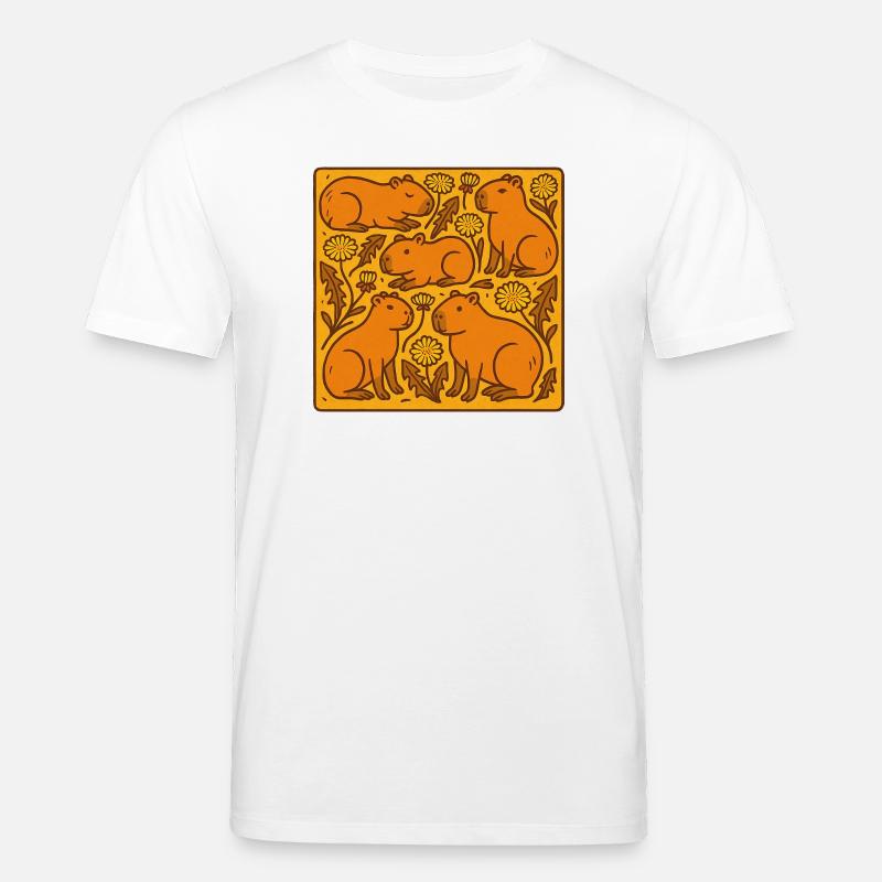 Chœur de Capybara en fleurs - T-shirt bio CREATOR Stanley/Stella Unisexe - blanc