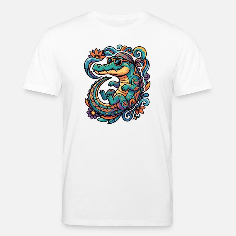 Motif rétro Crocodile Creative Tropics Summery - T-shirt bio CREATOR Stanley/Stella Unisexe - blanc