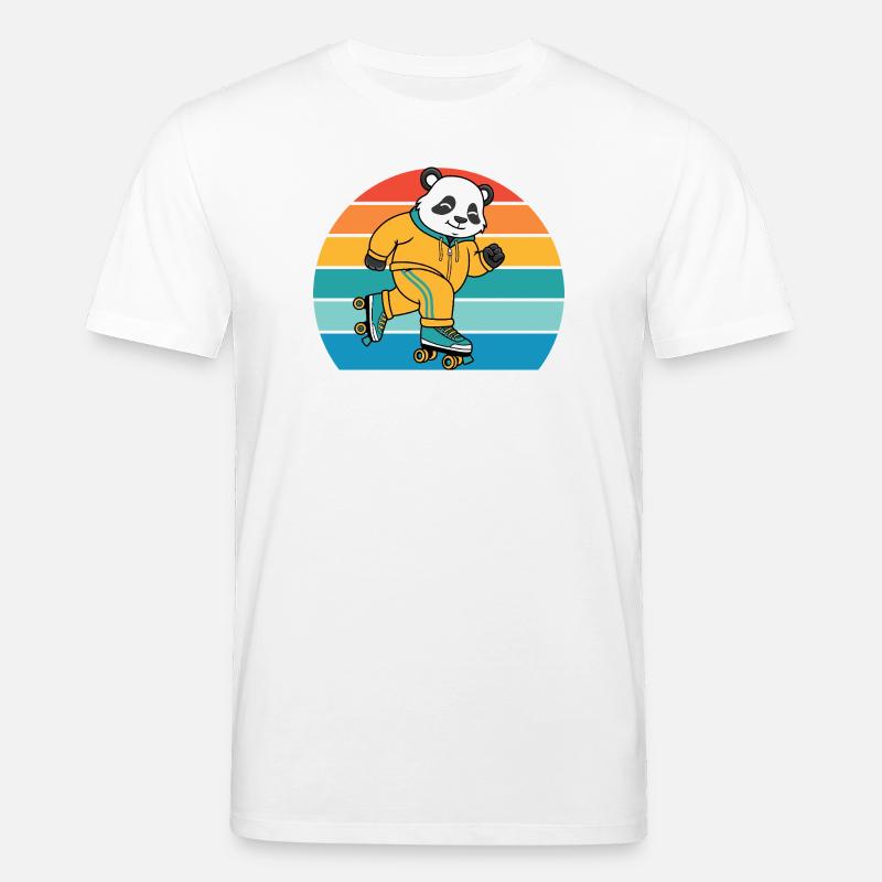 Retro-Panda auf Rollschuhen - Stanley/Stella Unisex Bio-T-Shirt CREATOR  - Weiß