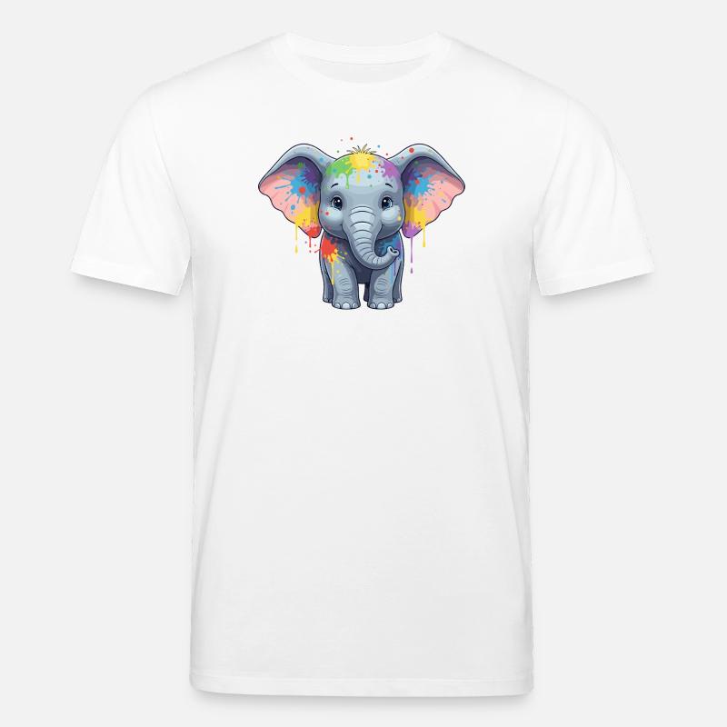 Bunter Elefanten-Splash - Stanley/Stella Unisex Bio-T-Shirt CREATOR  - Weiß