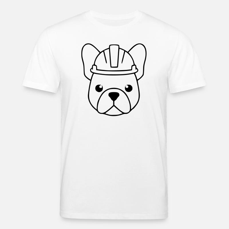 Frenchie Construction Helmet Head Outline - Stanley/Stella CREATOR Unisex Organic T-Shirt - white