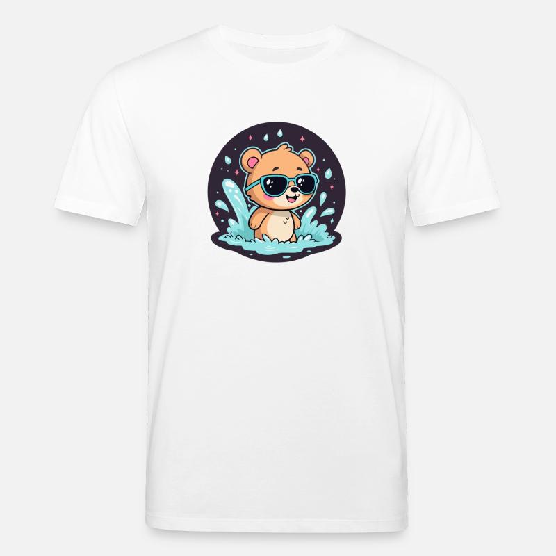 Schicker Surferbär mit blauer Brille - Stanley/Stella Unisex Bio-T-Shirt CREATOR  - Weiß