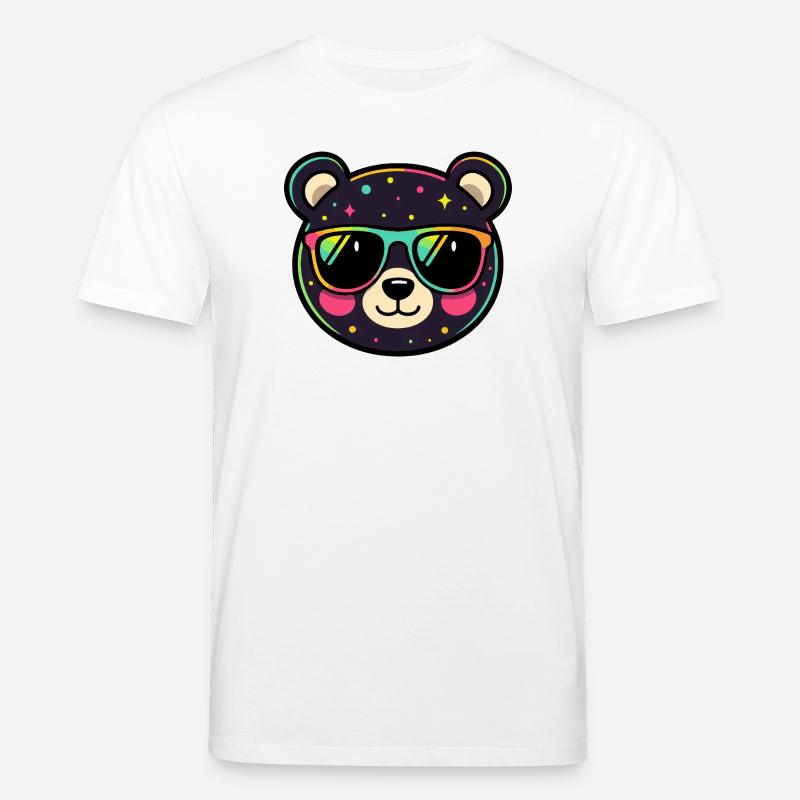 Polychromer Neon-Panda mit Brille - Stanley/Stella Unisex Bio-T-Shirt CREATOR  - Weiß